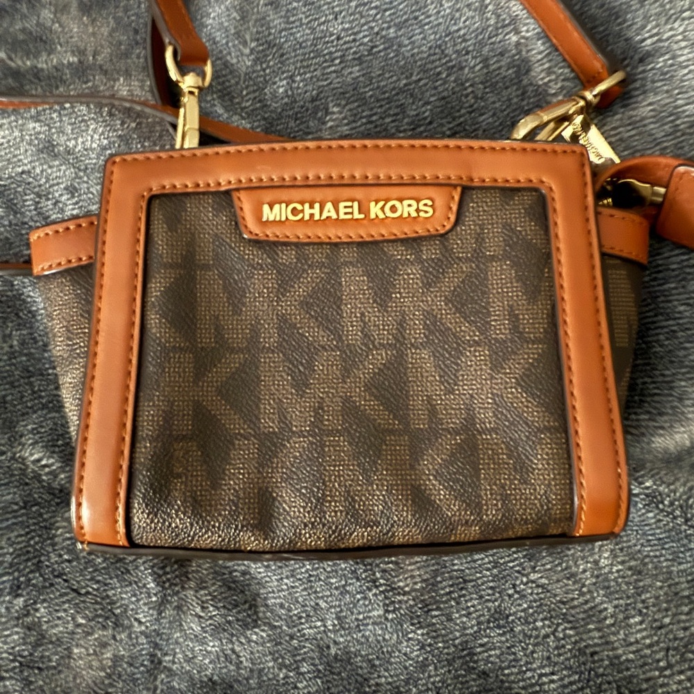 Michael Kors Signature Brown and Tan Crossbody Bag